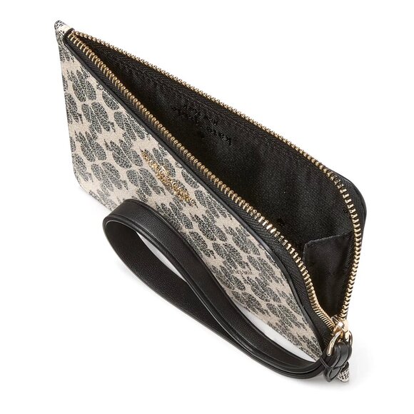 New Kate Spade Lucy Spade Flower Small L-Zip Wristlet Black Multi